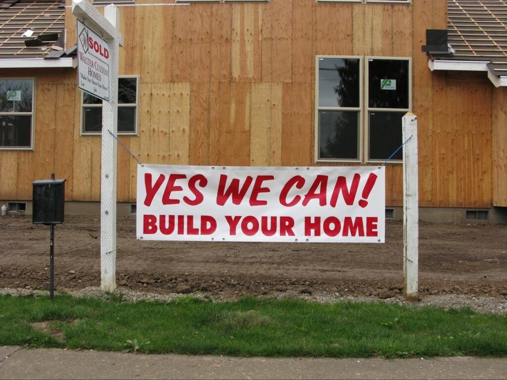 A homebuilder in Eugene advertising a custom home