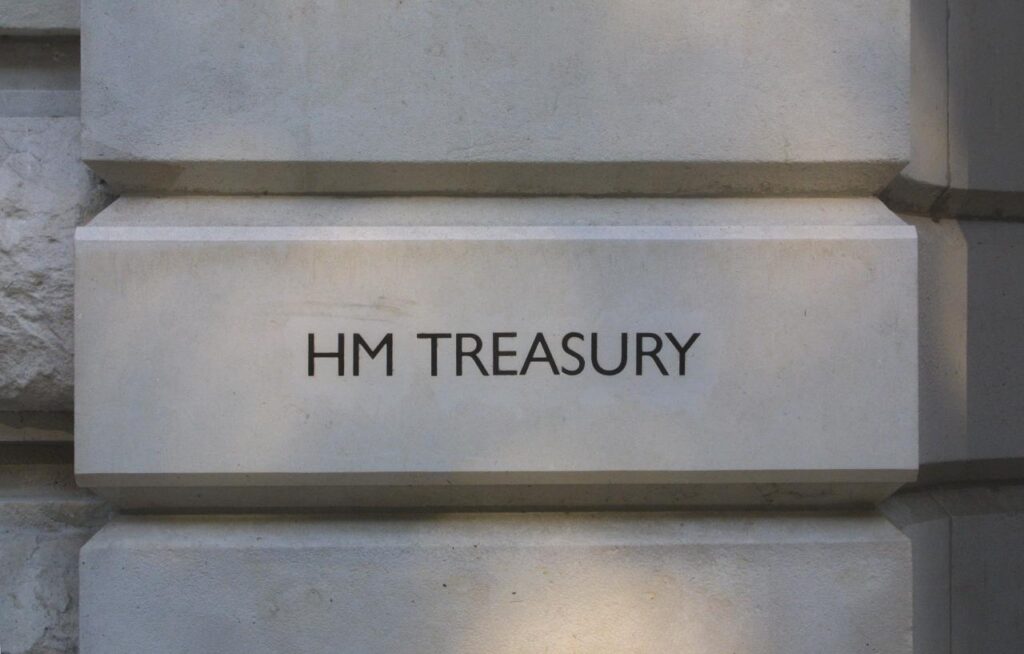 HM Treasury entrance sign