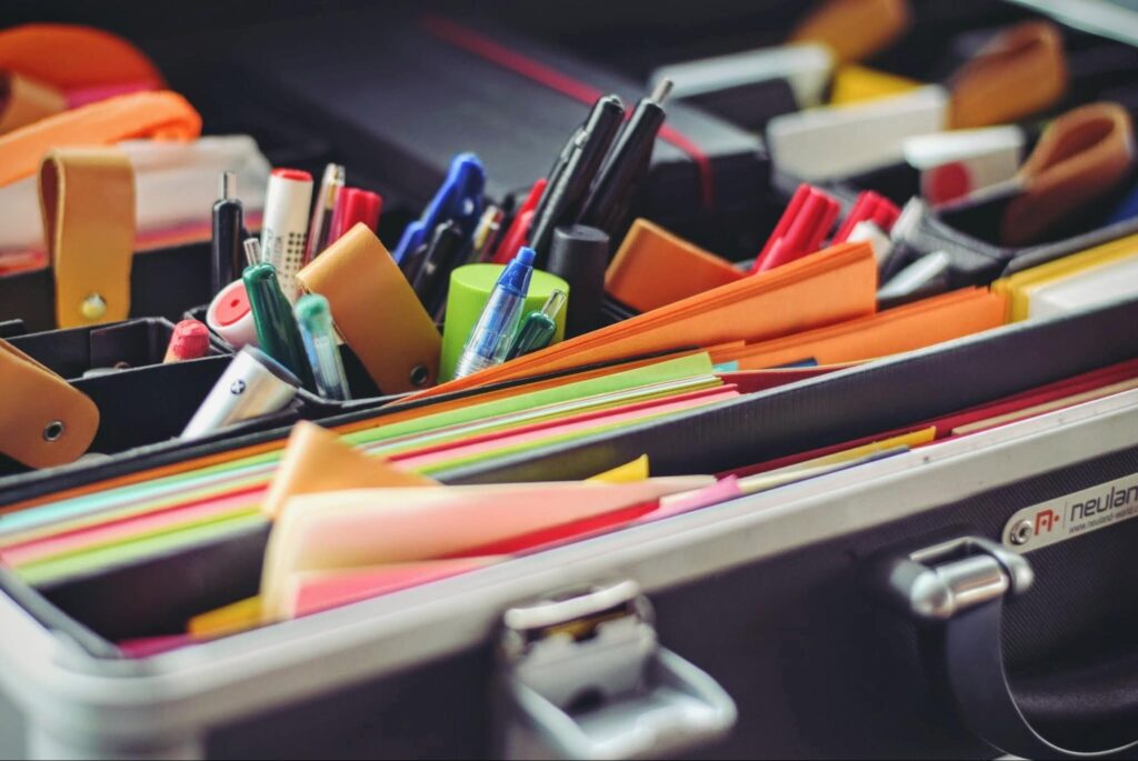 A bag with different supplies