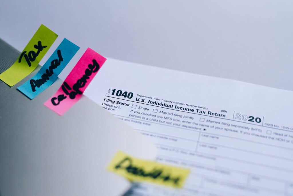 An Individual Tax Form on the Table