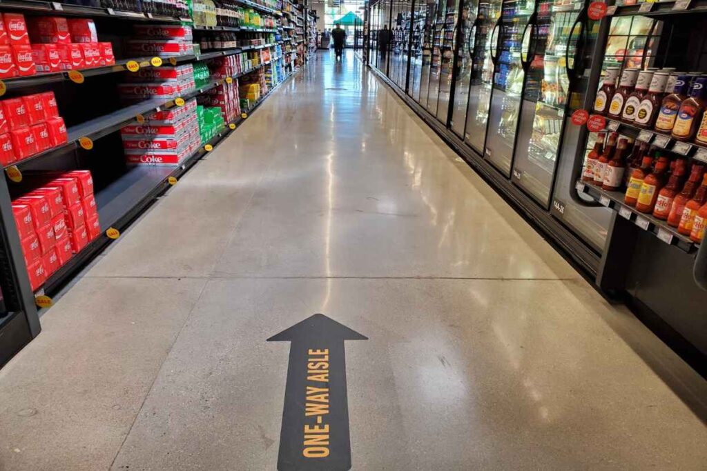 An almost empty shopping aisle