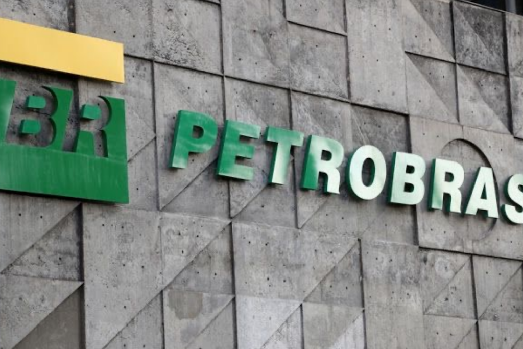 An Image of Petrobras logo 0n the wall