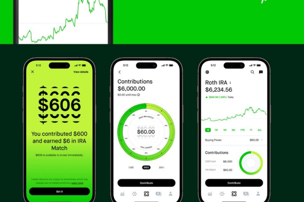 An image of the Robinhood app on a smartphone