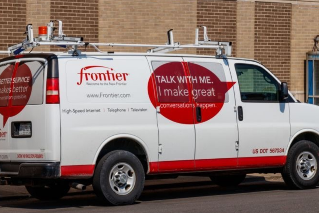 An image of Frontier Communications on their vehicle 