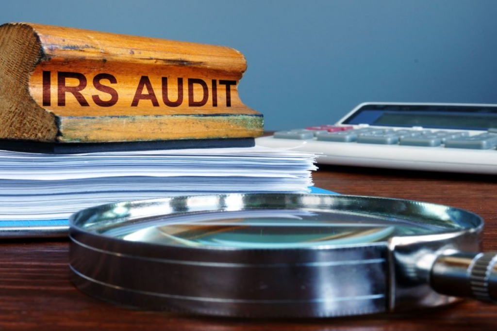 An image of an IRS auditor‘s table