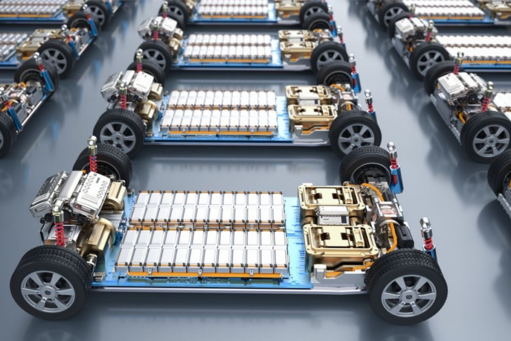 An image of lithium-eon batteries used in electric vehicles