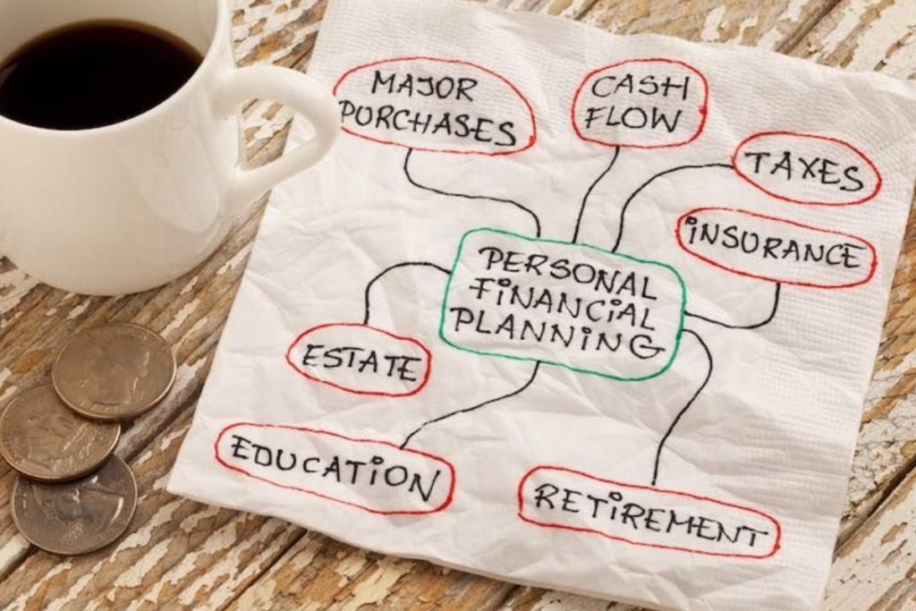 An image of a personal financial plan on a piece of paper