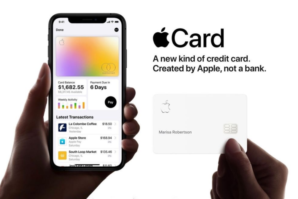 An image of an iPhone and an Apple credit card