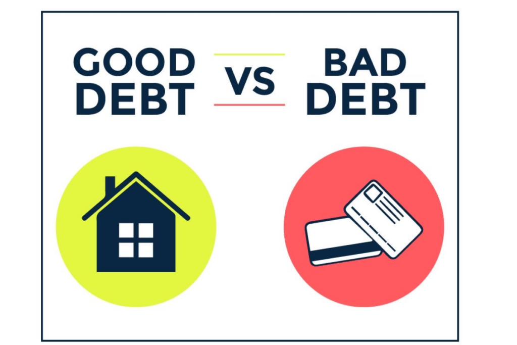 An image with good debt vs bad debt written on it