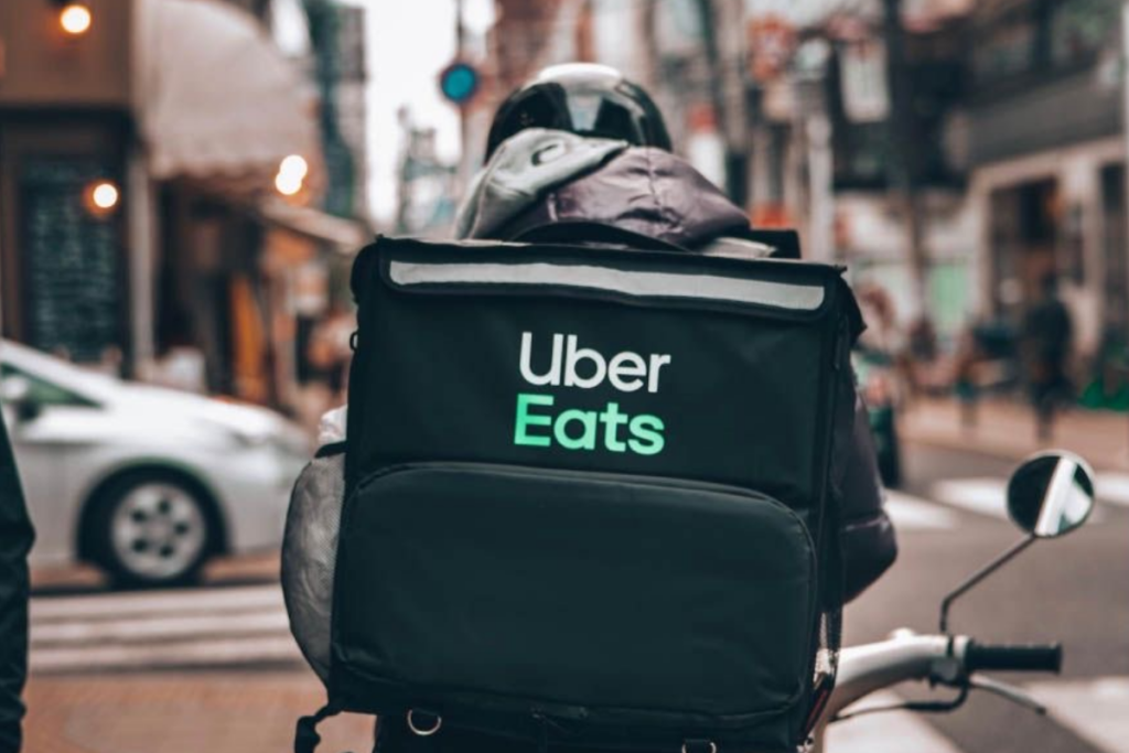 An image of an Uber Eats driver on the road