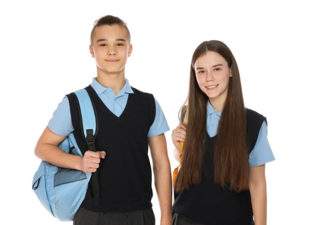 Teenagers in school uniform