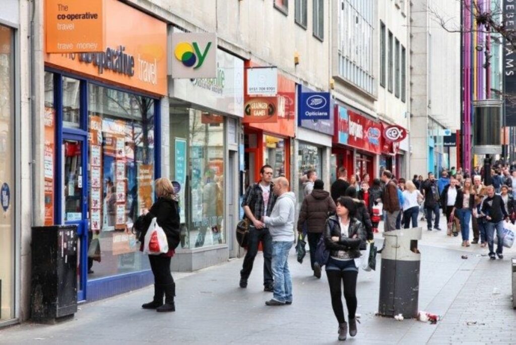 Throngs of shoppers on a UK high street retailer