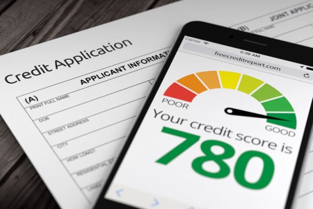 Smartphone on a credit application form