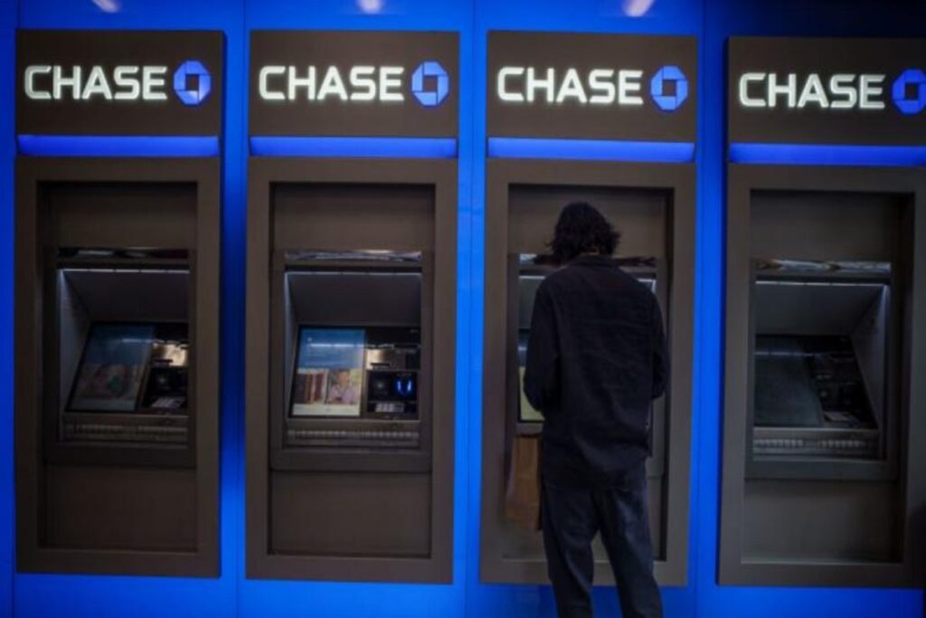 User at a Chase Bank ATM