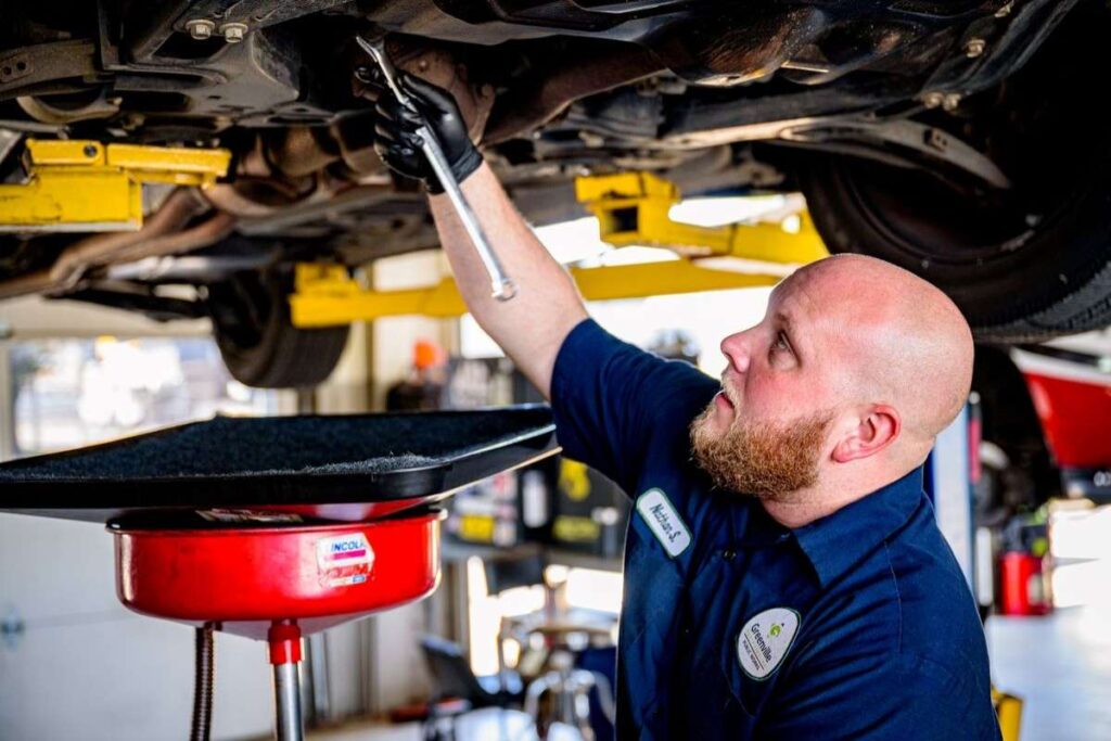 Car undergoing routine maintenance