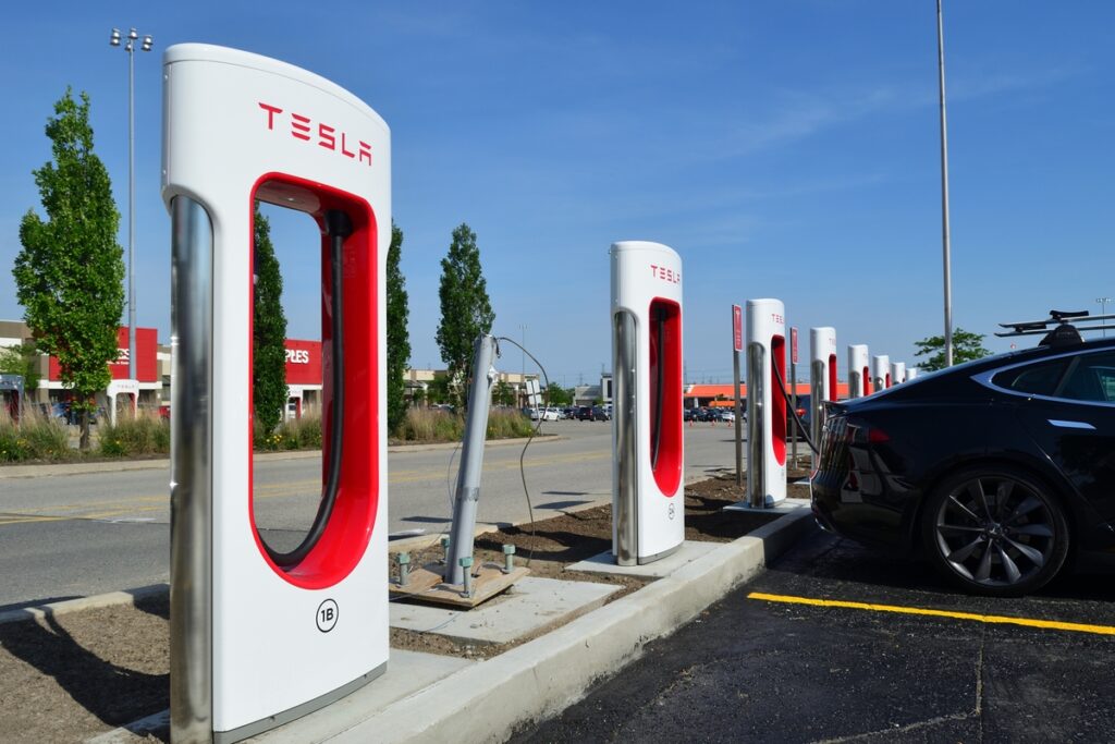 An EV charging station