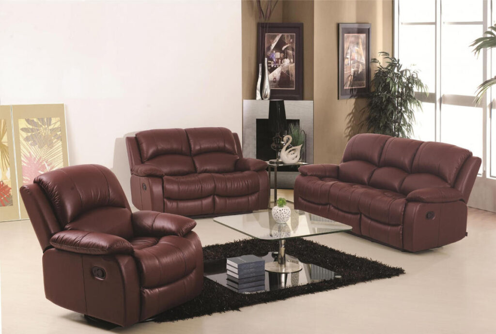 Set of brown leather sofa