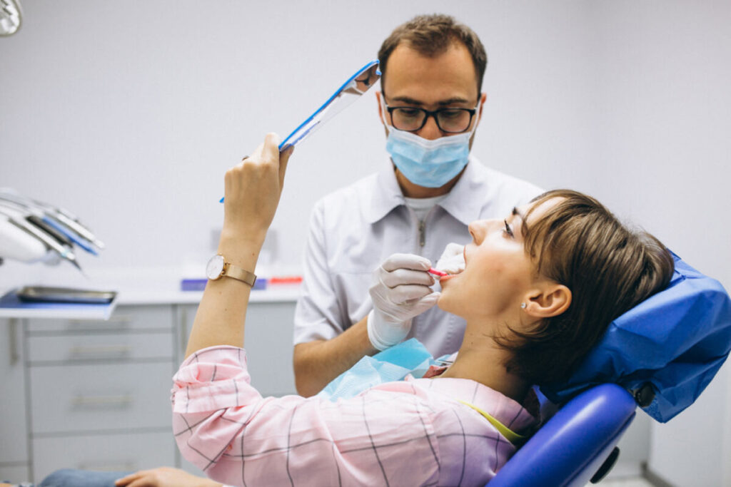 Female patient at the dentist