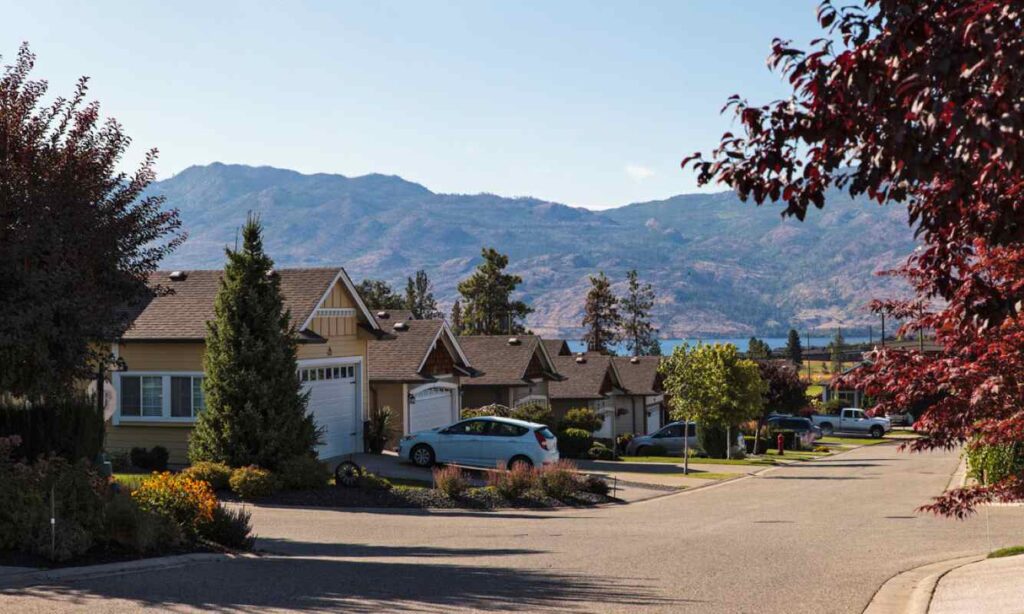 A suburban stretch of residential homes