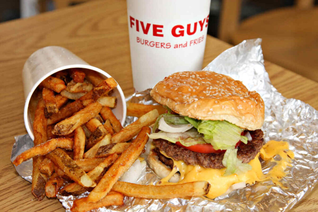 Five Guy’s burger and fries 