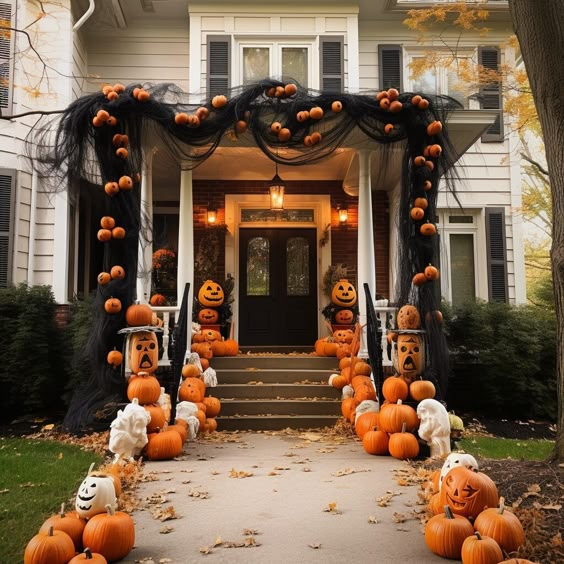 Halloween Deco on the Front Porch