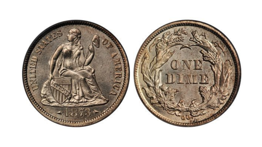 1873-CC Liberty Seated Dime with Arrows