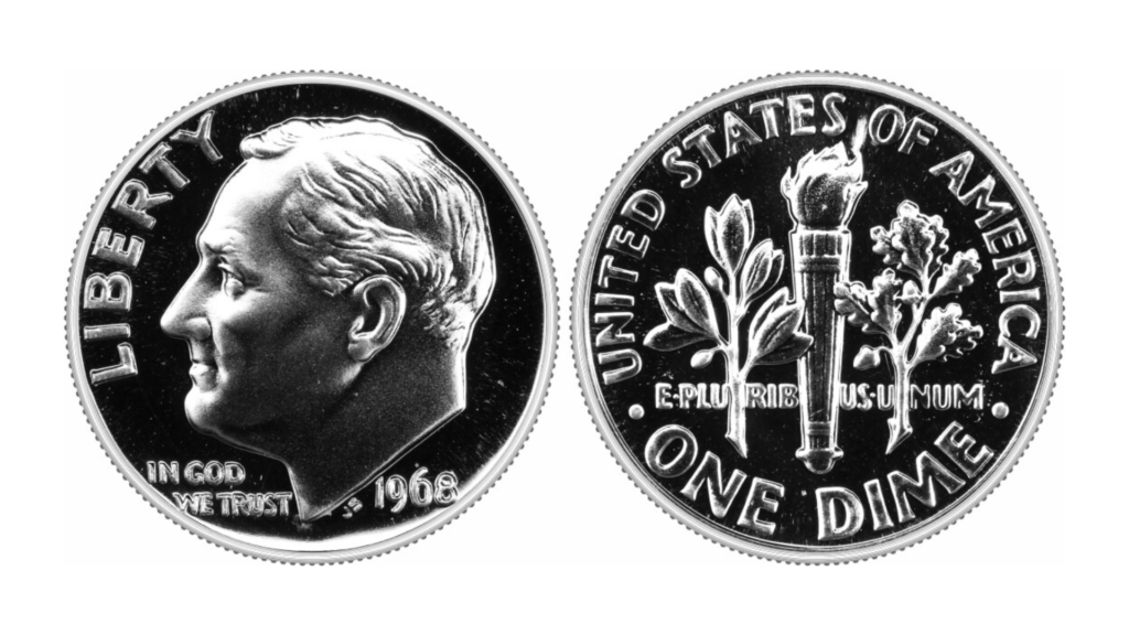 1968 No-S Roosevelt Dime 