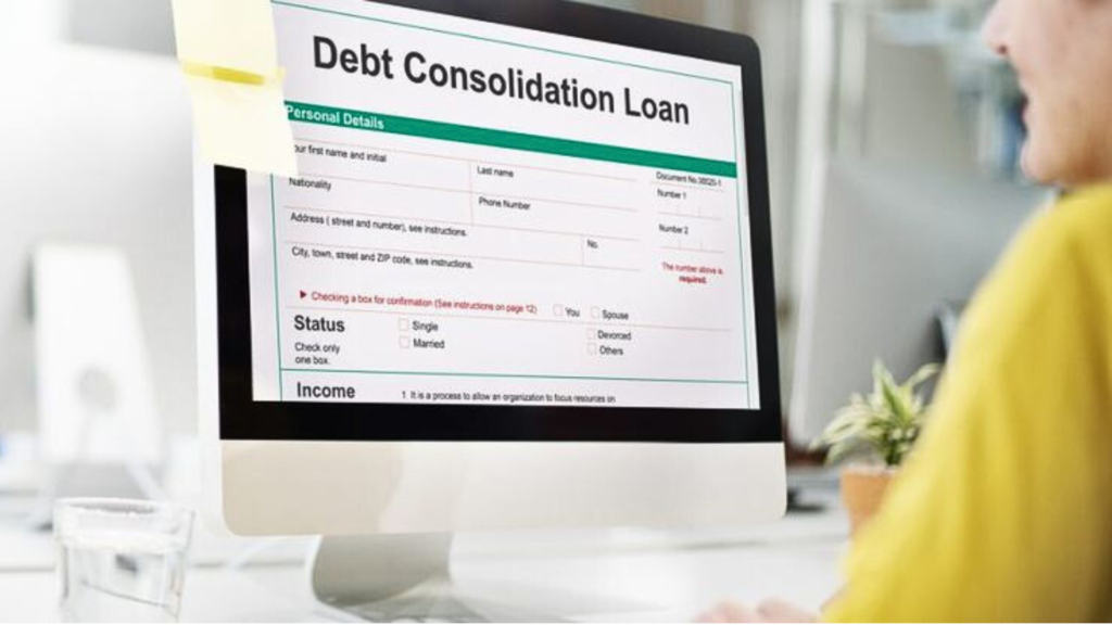 Debt Consolidation Loan on Desktop Screen