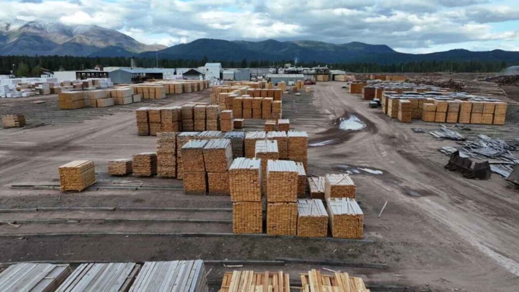 Stack of wood in a lumber yard