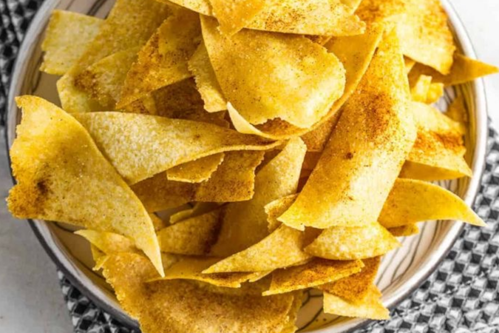 An image of tortilla chips in a dish