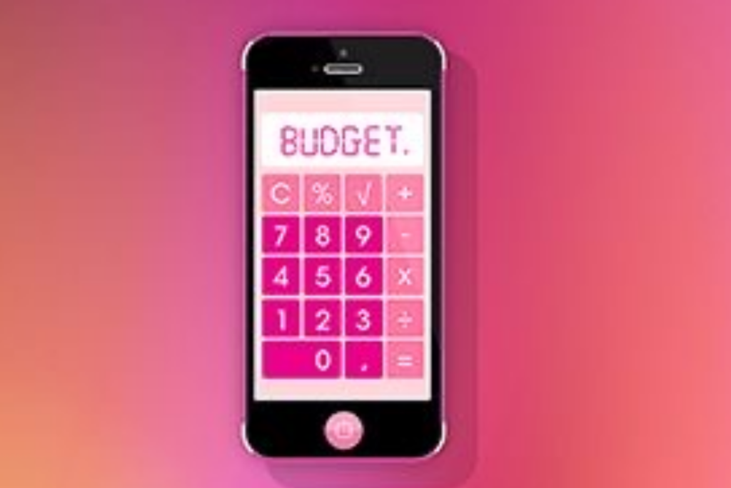 An image of a budgeting app on a phone