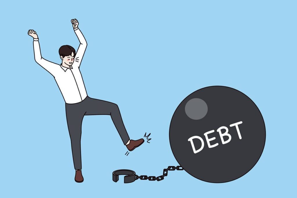 An image depicting a debt free man