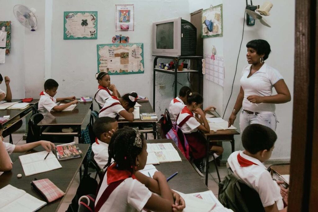 Kids and a Teacher in a Classroom