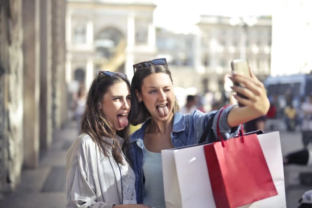 Young women on a shopping outing