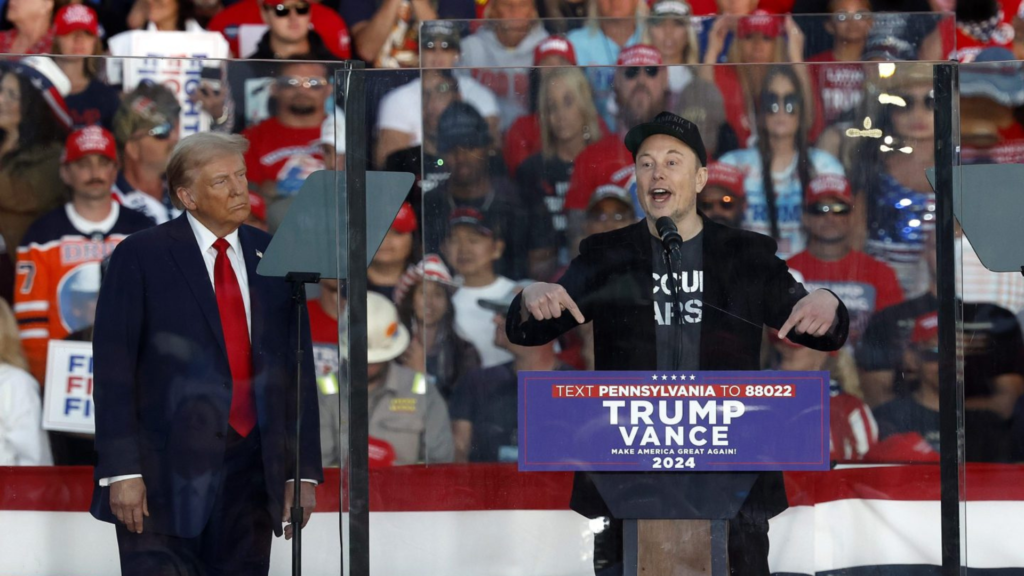 Musk speaking at Trump's rally