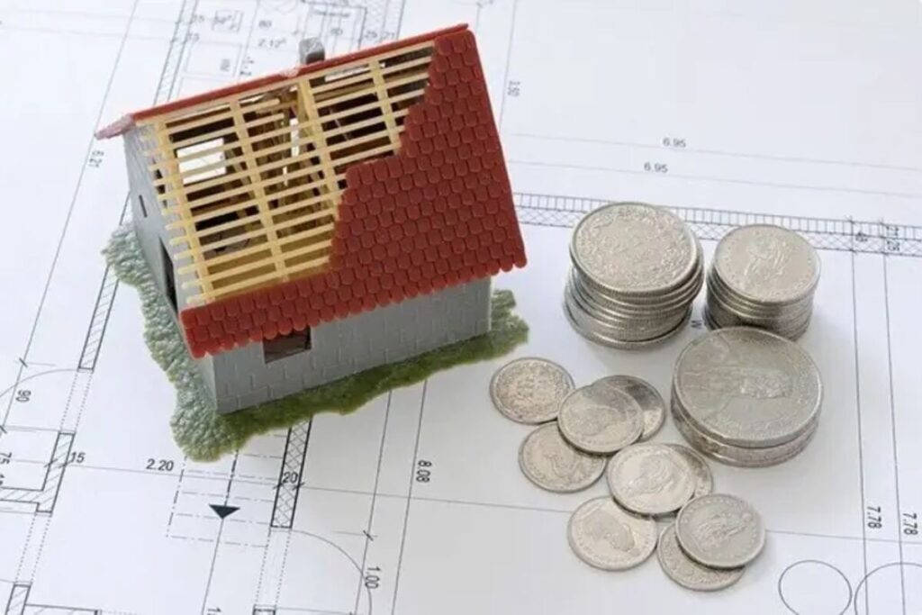 A home construction model and some dimes