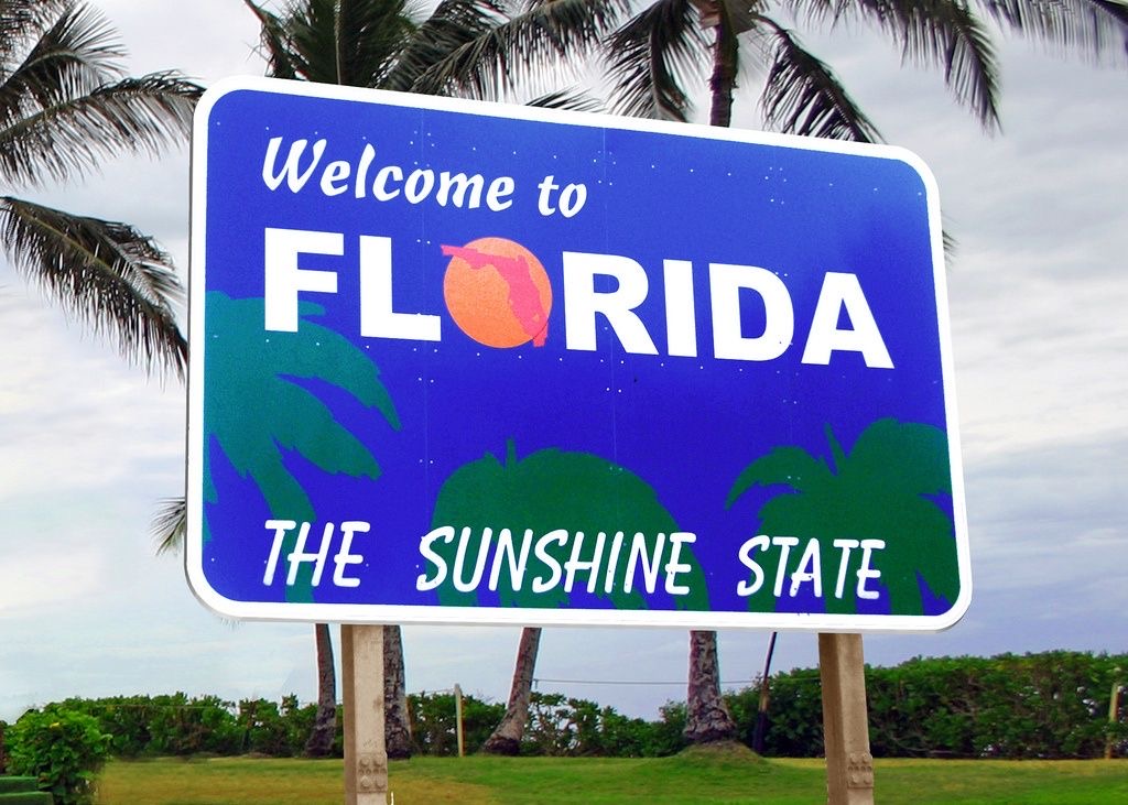 An image of a billboard saying welcome to Florida