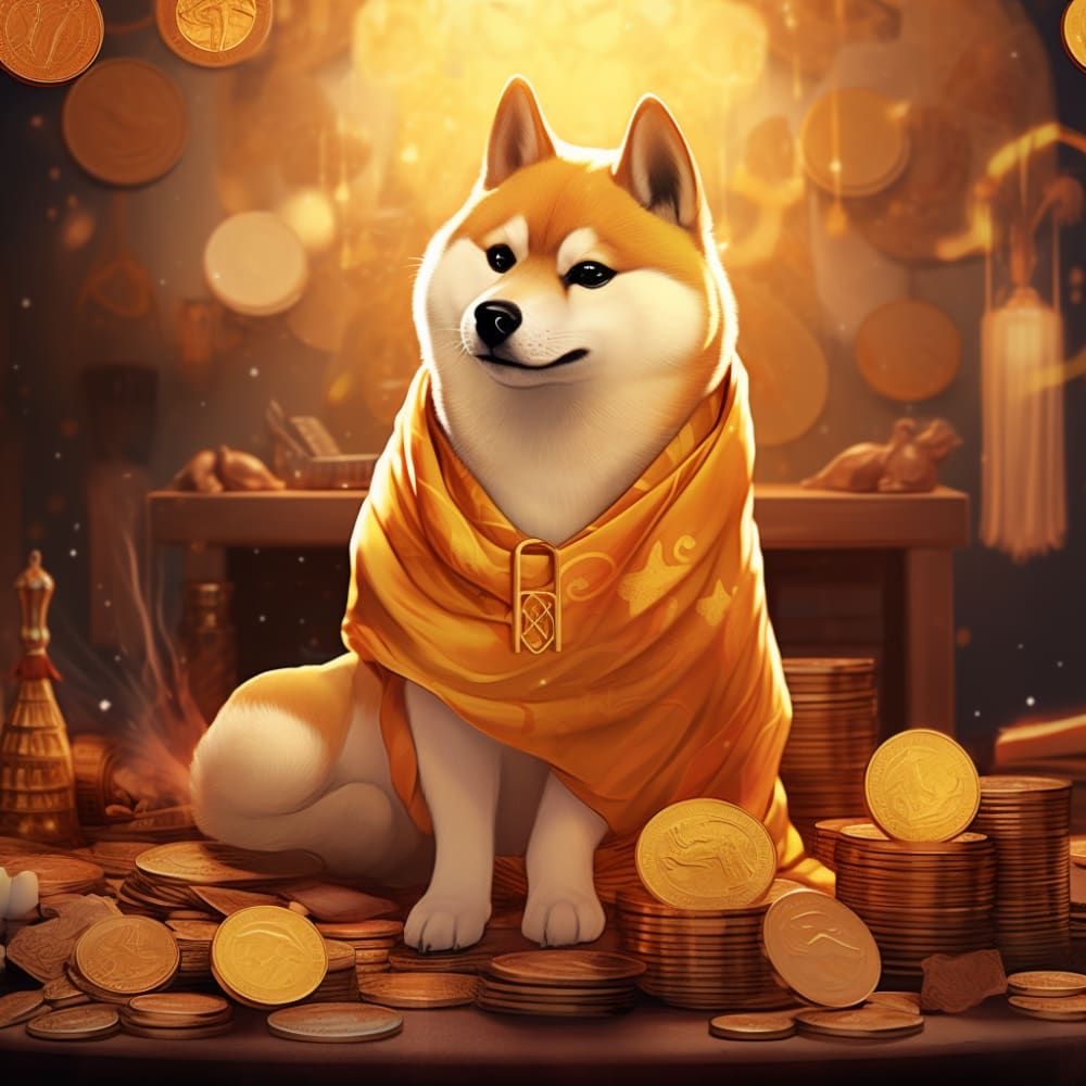 An image of the Shiba dog on the Dogecoin