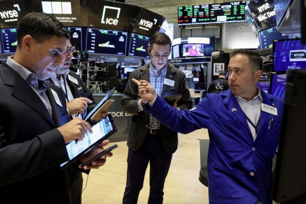 Checking U.S. Treasury yields on the NYSE floor