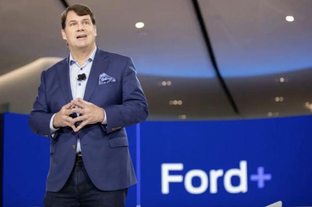 CEO Farley explaining the Ford Plus strategy 